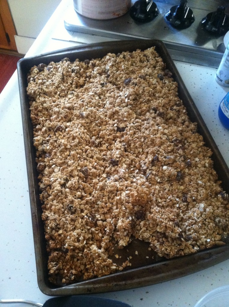 Out of the oven; ready to be crumbled up and eaten! 